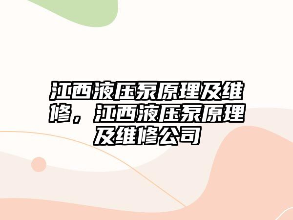 江西液壓泵原理及維修，江西液壓泵原理及維修公司