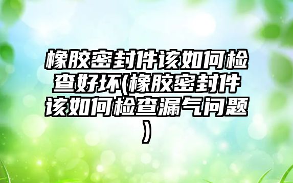 橡膠密封件該如何檢查好壞(橡膠密封件該如何檢查漏氣問題)