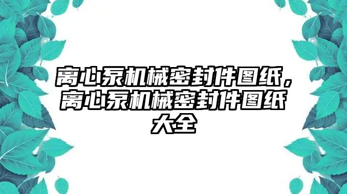 離心泵機械密封件圖紙，離心泵機械密封件圖紙大全