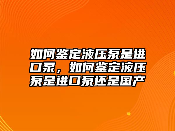 如何鑒定液壓泵是進(jìn)口泵，如何鑒定液壓泵是進(jìn)口泵還是國(guó)產(chǎn)