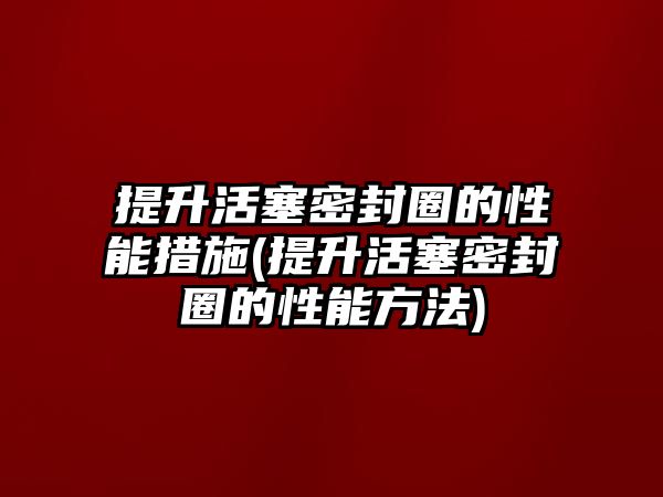 提升活塞密封圈的性能措施(提升活塞密封圈的性能方法)