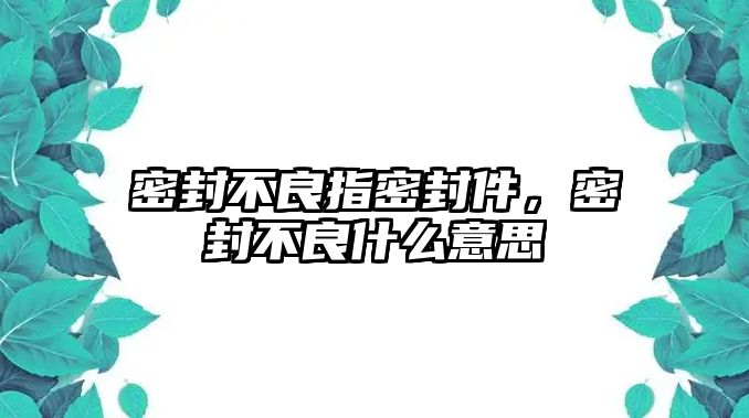 密封不良指密封件，密封不良什么意思