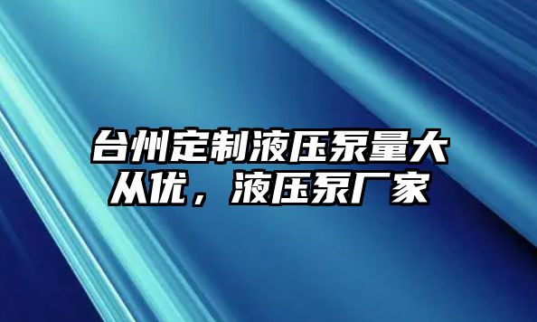 臺州定制液壓泵量大從優(yōu)，液壓泵廠家