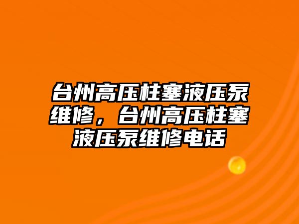 臺州高壓柱塞液壓泵維修，臺州高壓柱塞液壓泵維修電話