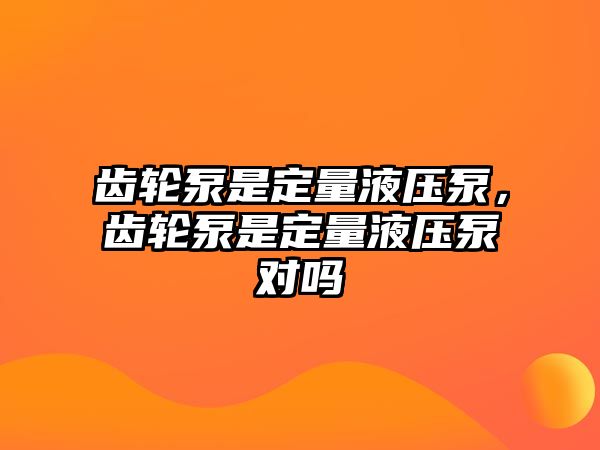 齒輪泵是定量液壓泵，齒輪泵是定量液壓泵對嗎