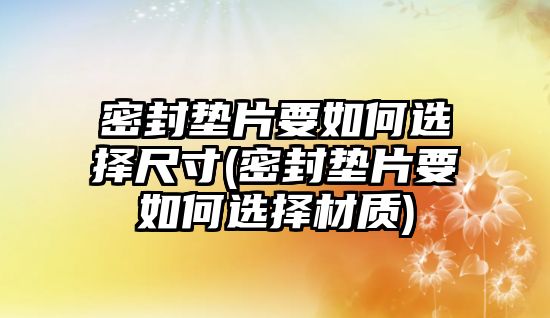 密封墊片要如何選擇尺寸(密封墊片要如何選擇材質)