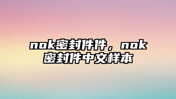 nok密封件件，nok密封件中文樣本