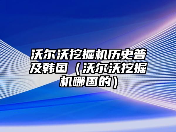 沃爾沃挖掘機歷史普及韓國（沃爾沃挖掘機哪國的）