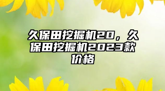 久保田挖掘機20，久保田挖掘機2023款價格