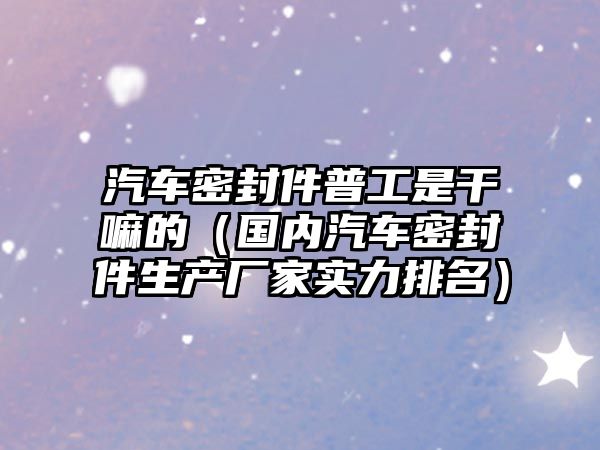 汽車密封件普工是干嘛的（國(guó)內(nèi)汽車密封件生產(chǎn)廠家實(shí)力排名）