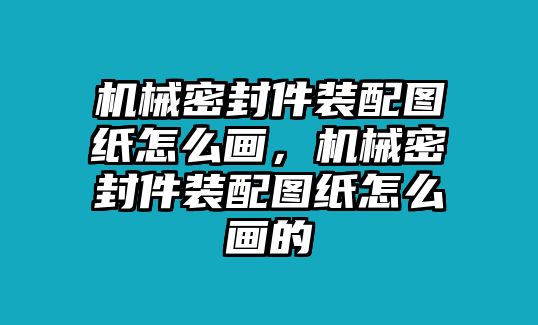 機械密封件裝配圖紙怎么畫，機械密封件裝配圖紙怎么畫的