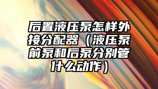 后置液壓泵怎樣外接分配器（液壓泵前泵和后泵分別管什么動(dòng)作）