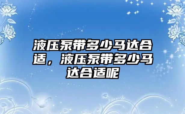 液壓泵帶多少馬達(dá)合適，液壓泵帶多少馬達(dá)合適呢