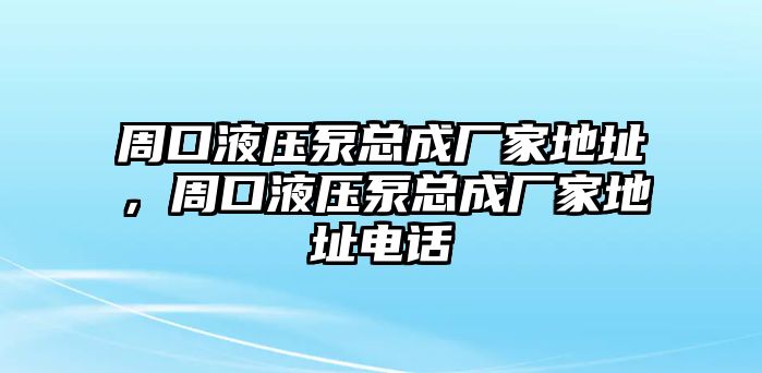 周口液壓泵總成廠家地址，周口液壓泵總成廠家地址電話