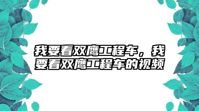 我要看雙鷹工程車，我要看雙鷹工程車的視頻