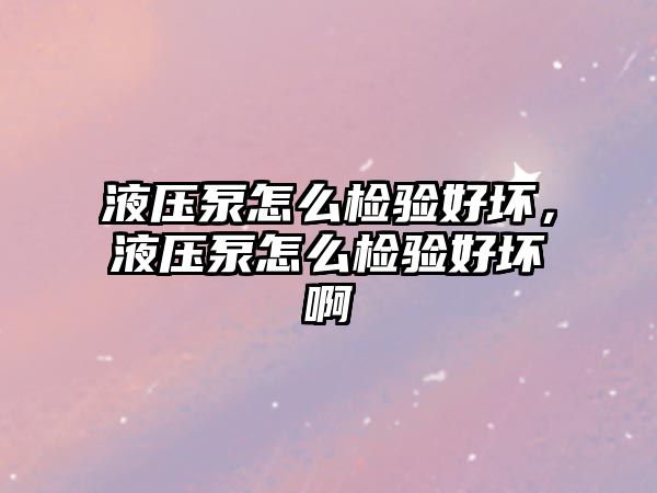 液壓泵怎么檢驗好壞，液壓泵怎么檢驗好壞啊