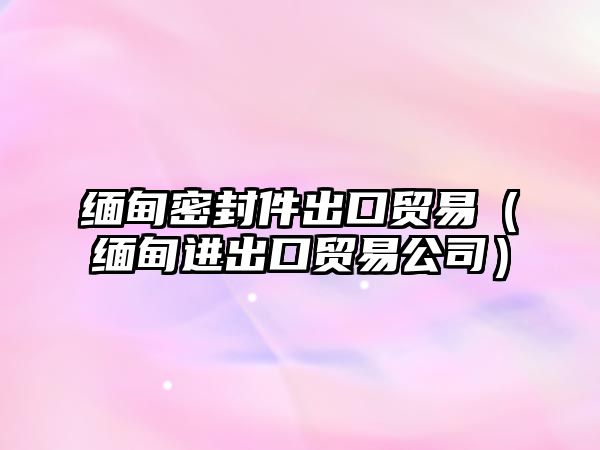 緬甸密封件出口貿易（緬甸進出口貿易公司）