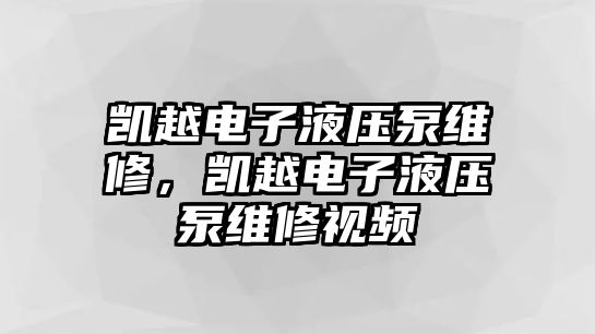 凱越電子液壓泵維修，凱越電子液壓泵維修視頻