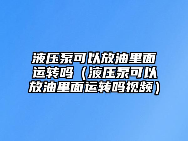 液壓泵可以放油里面運(yùn)轉(zhuǎn)嗎（液壓泵可以放油里面運(yùn)轉(zhuǎn)嗎視頻）