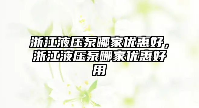 浙江液壓泵哪家優(yōu)惠好，浙江液壓泵哪家優(yōu)惠好用