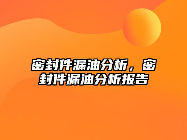 密封件漏油分析，密封件漏油分析報告