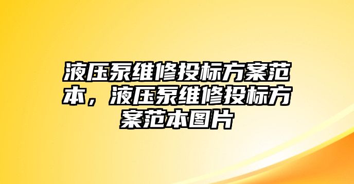 液壓泵維修投標(biāo)方案范本，液壓泵維修投標(biāo)方案范本圖片