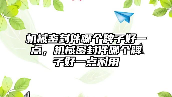 機械密封件哪個牌子好一點，機械密封件哪個牌子好一點耐用