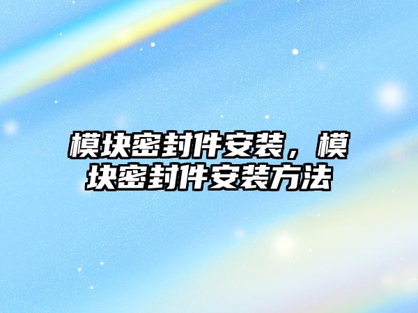 模塊密封件安裝，模塊密封件安裝方法