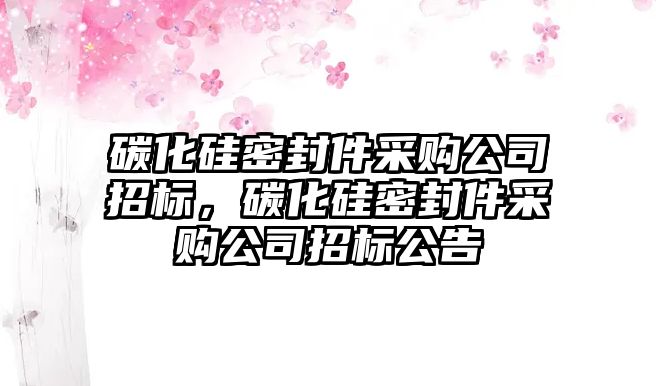 碳化硅密封件采購(gòu)公司招標(biāo)，碳化硅密封件采購(gòu)公司招標(biāo)公告