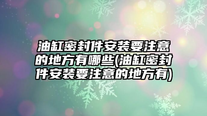 油缸密封件安裝要注意的地方有哪些(油缸密封件安裝要注意的地方有)