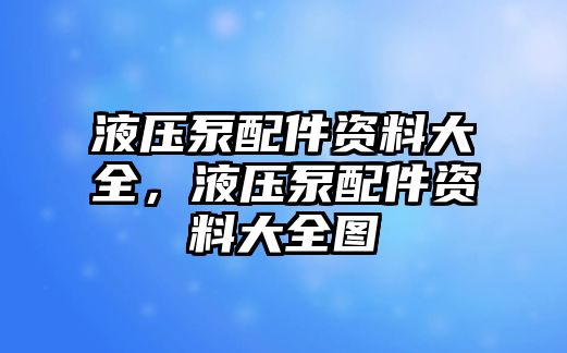 液壓泵配件資料大全，液壓泵配件資料大全圖