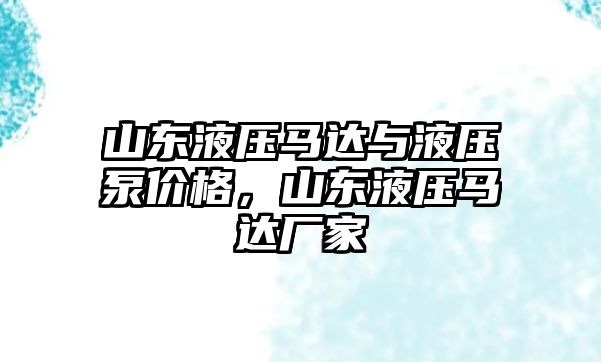 山東液壓馬達與液壓泵價格，山東液壓馬達廠家