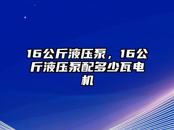 16公斤液壓泵，16公斤液壓泵配多少瓦電機(jī)