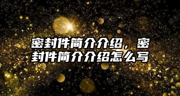 密封件簡介介紹，密封件簡介介紹怎么寫