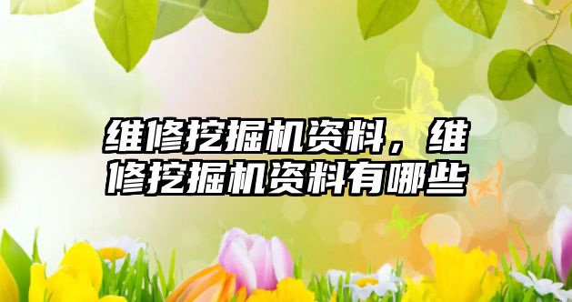 維修挖掘機資料，維修挖掘機資料有哪些