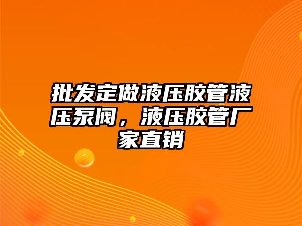 批發(fā)定做液壓膠管液壓泵閥，液壓膠管廠家直銷