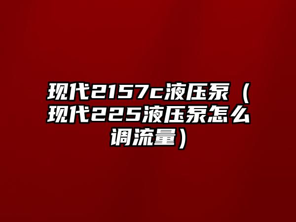 現(xiàn)代2157c液壓泵（現(xiàn)代225液壓泵怎么調(diào)流量）