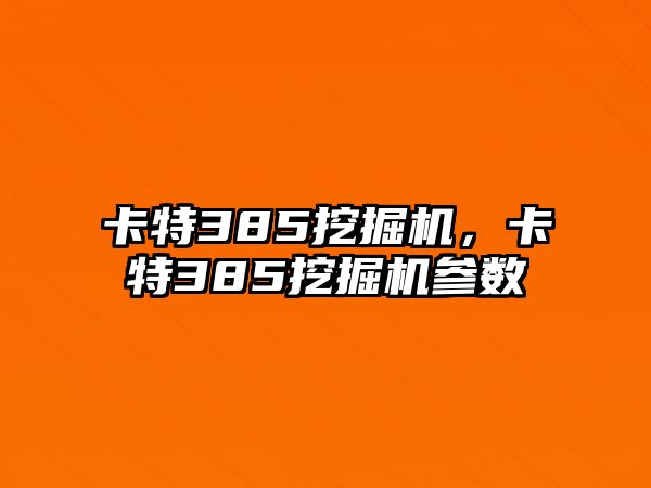 卡特385挖掘機，卡特385挖掘機參數(shù)