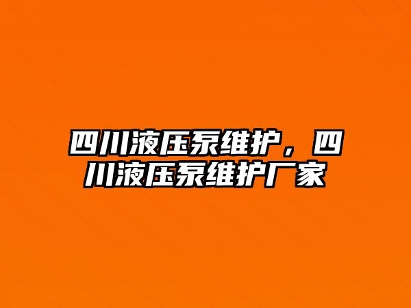 四川液壓泵維護，四川液壓泵維護廠家