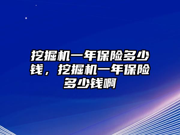 挖掘機(jī)一年保險多少錢，挖掘機(jī)一年保險多少錢啊