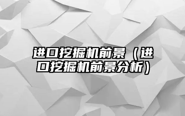 進口挖掘機前景（進口挖掘機前景分析）