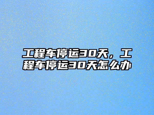 工程車停運(yùn)30天，工程車停運(yùn)30天怎么辦