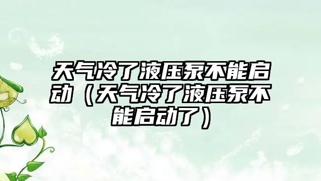 天氣冷了液壓泵不能啟動（天氣冷了液壓泵不能啟動了）