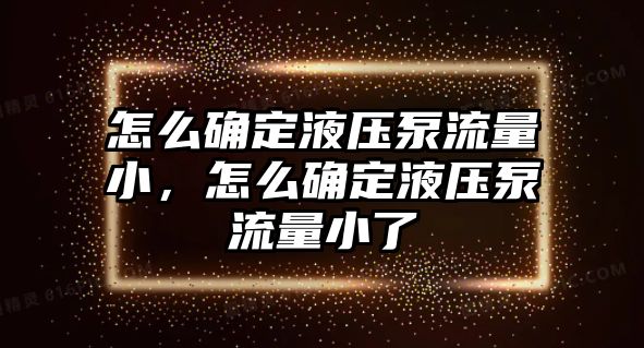 怎么確定液壓泵流量小，怎么確定液壓泵流量小了