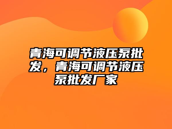 青海可調節(jié)液壓泵批發(fā)，青?？烧{節(jié)液壓泵批發(fā)廠家