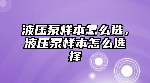 液壓泵樣本怎么選，液壓泵樣本怎么選擇