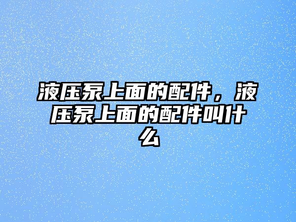 液壓泵上面的配件，液壓泵上面的配件叫什么