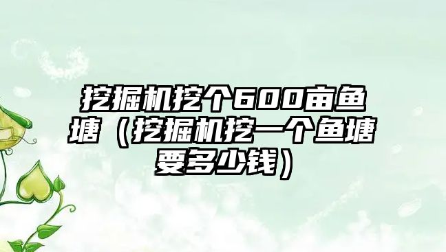 挖掘機挖個600畝魚塘（挖掘機挖一個魚塘要多少錢）