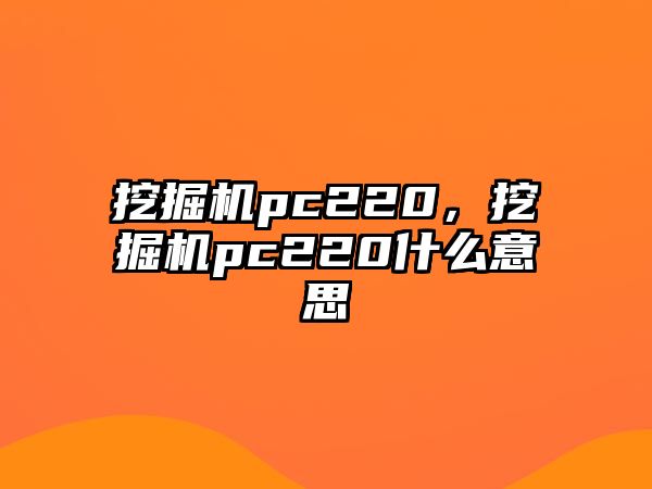 挖掘機pc220，挖掘機pc220什么意思