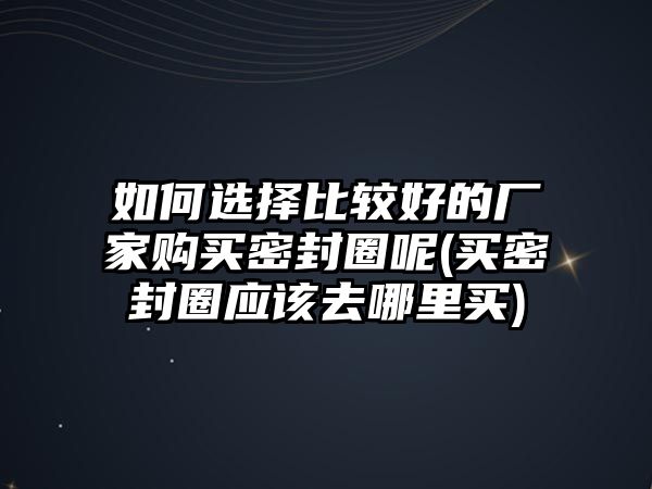 如何選擇比較好的廠家購買密封圈呢(買密封圈應(yīng)該去哪里買)